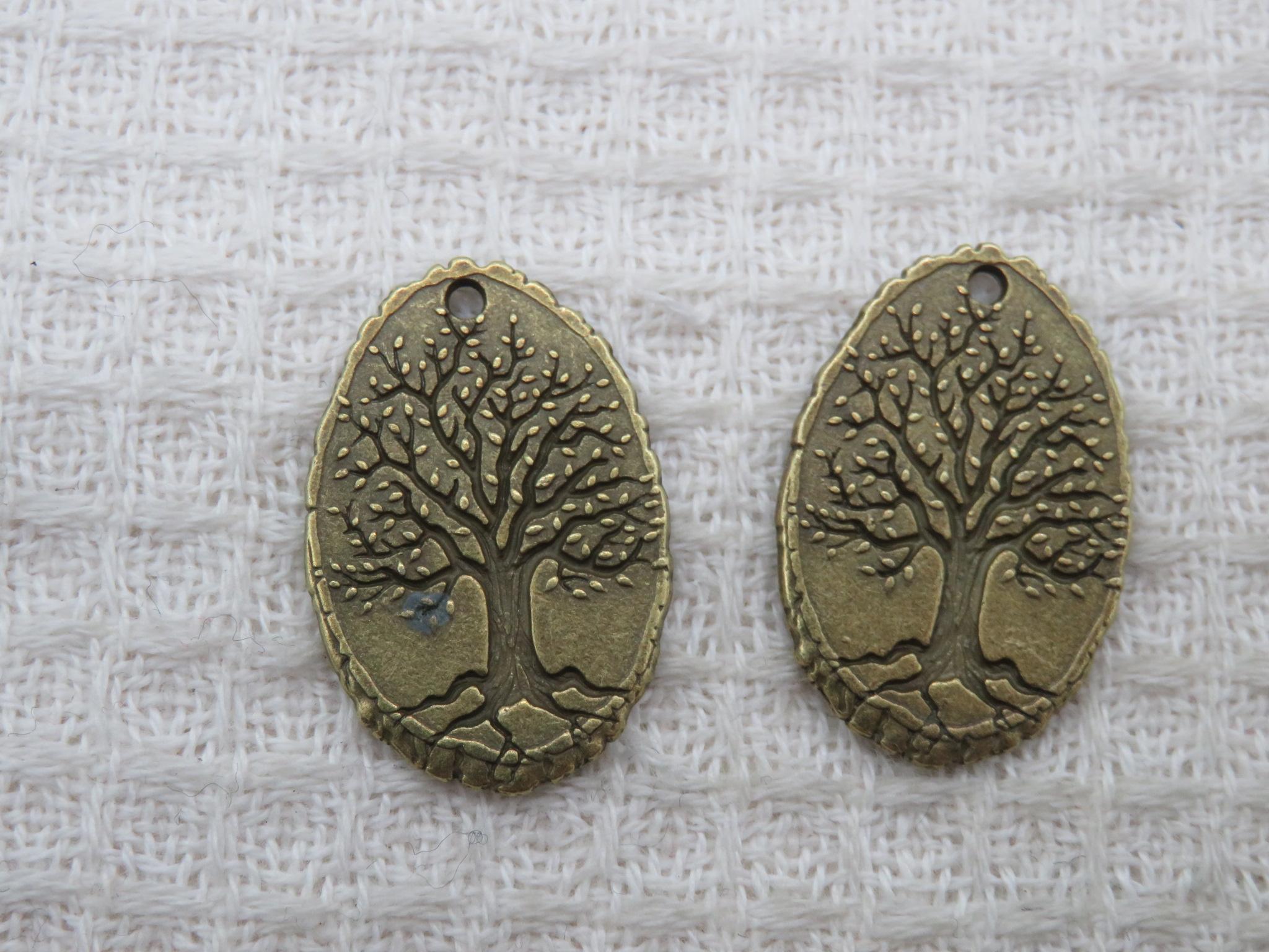 Pendentifs arbre de vie bronze ovale en métal 25mm